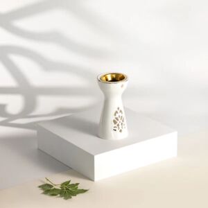 مبخرة بورسلان من نقش - ابيض وذهبي