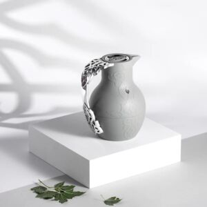 ترمس شاي وقهوة 1 لتر من نقش - رمادي وفضي