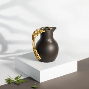 ترمس شاي وقهوة 1 لتر من نقش - اسود وذهبي