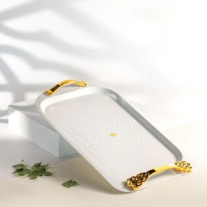 صينية تقديم فاخرة من نقش - ابيض وذهبي