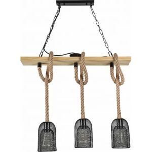 إنارة معلقة همر عمود خشبي مع 3 حبال - 3 لمبات