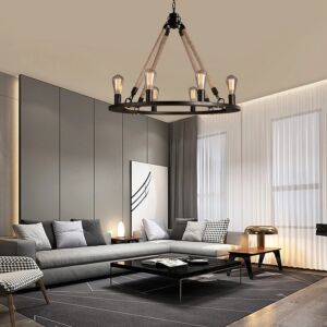 علاقي مودرن حبال ريفي اسود سداسي E27x6L