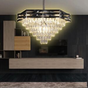 ثريا شيمر مع لق كريستال - 80 سم - فضي