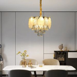 انارة معلقة مودرن قزاز ذهبي E14x5L