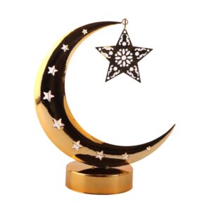 هلال رمضان شيستر استيل لون ذهبي أضاءه LED