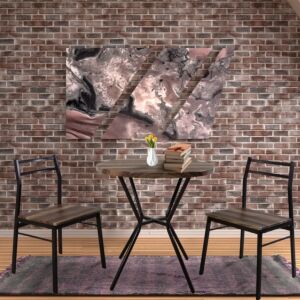 طقم طاولة طعام دائرية ليفانال مع 2 كراسي خشب بني