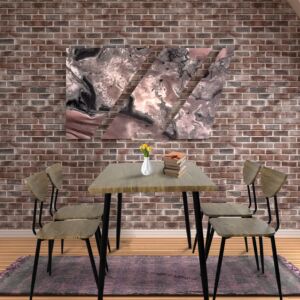 طقم طاولة طعام مودرن مستطيلة مع 4 كراسي ميركو لون خشبي فاتح وأسود