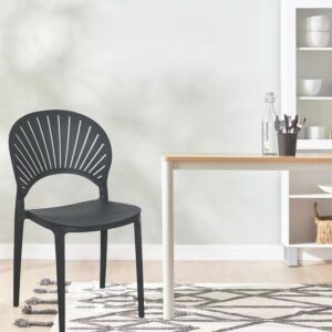 كرسي بلاستيك فايبر ظهر سادة إيكارد لون أسود