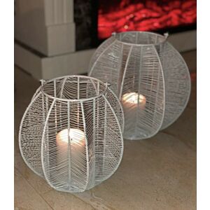 شمعدان وسط شكل قفص - رمادي 