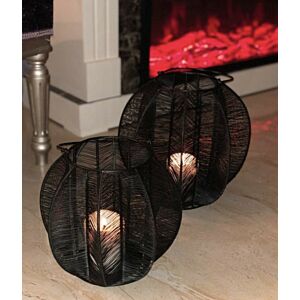 شمعدان وسط شكل قفص - اسود 