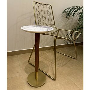 طاولة جانبية فلورنسا - وجهية رخام قطر 25 سم وعمود خشب 