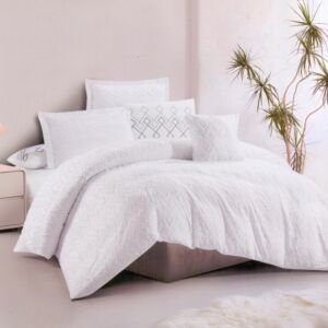 طقم لحاف كوين سادة مطرز استريم لايف 5 قطع تالا - ابيض