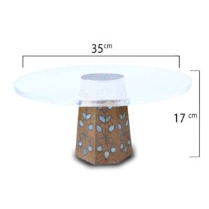 طبق تقديم بقاعدة اكريلك مطعم صدف شامي مقاس كبير - خشبي غامق 