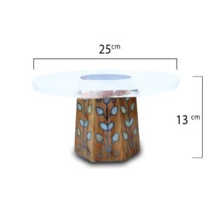  طبق تقديم بقاعدة اكريلك مطعم صدف شامي مقاس صغير - خشبي غامق 