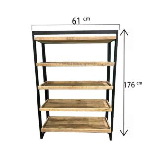 وحدة عرض من الخشب الطبيعي والمعدن 5 أرفف