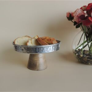 وعاء تقديم بقاعدة مرتفعة رايليس - صغير - فضي