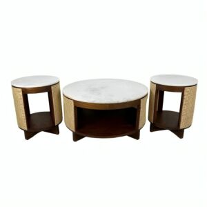 طقم طاولة قهوة وطاولات جانبية سطح رخام ابيلا