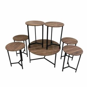 طقم طاولة قهوة وطاولات جانبية 7 قطع تشيلو - بني غامق