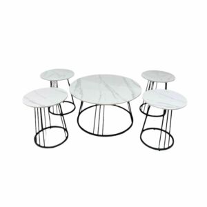 طقم طاولة قهوة وطاولات جانبية 5 قطع سيراميك ماتيو