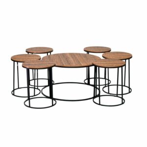 طقم طاولة قهوة وجانبية 7 قطع خشب مارلينا