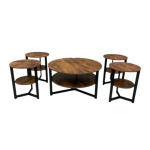 طقم طاولة قهوة وطاولات جانبية 5 قطع براديس - بني