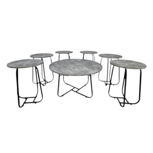 طقم طاولة قهوة وطاولات جانبية بيلا 7 قطع - رمادي