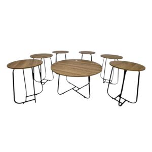 طقم طاولة قهوة وطاولات جانبية بيلا 7 قطع - بني فاتح