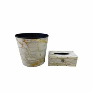 طقم سلة مهملات مع صندوق محارم - قطعتين