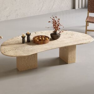 طاولة قهوة حجر طبيعي ليمارا - بيج