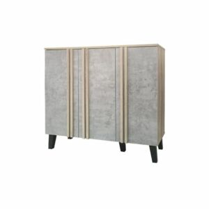 خزانة احذية 3 ابواب روشين 100 سم - رمادي وخشبي