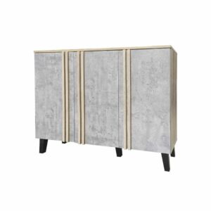 خزانة احذية ب 3 ابواب روشين 120 سم - رمادي وخشبي