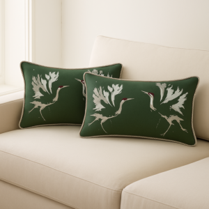 غطاء وسادة ديكور بدون حشوة مطرزة رالي - اخضر ومتعدد الالوان