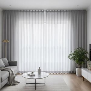 ستائر ويفي خط واحد شيفون - 300x300 سم - رمادي