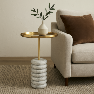 طاولة جانبية سطح حديد شاولا - ذهبي ومتعدد الالوان