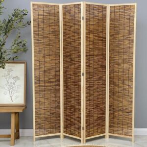 بارتشن قابل للطي خشب وراتان ساندرا