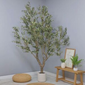 شجرة زيتون صناعية 250 سم - اخضر وابيض