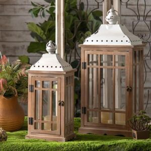 طقم فانوس خشب وحديد قطعتين فينويل