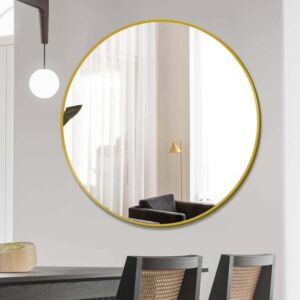 مرآة جدارية دائرية 100 سم رينول - ذهبي