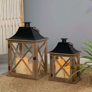 طقم فانوس خشب قطعتين مازول