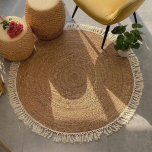 مفرش أرضي خوص بوهيمي - 120 سم