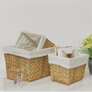 طقم سلال خوص طبيعي - 3 قطع