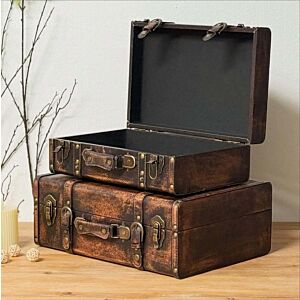 صندوق تخزين جلد انتيك قطعتين مايلي
