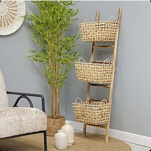 سلم خشب بسلال حديد سيلو