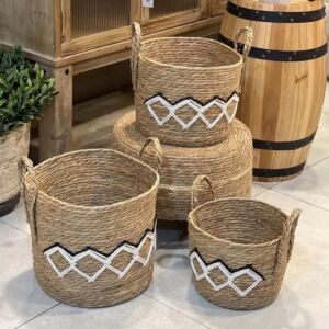 طقم سلال خوص بوهيمي 3 قطع روفان