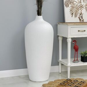 فازة فخار كبيرة ريكاس - ابيض