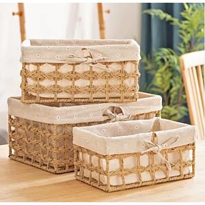 طقم سلال تخزين صناعة يدوية روزا - 3 قطع