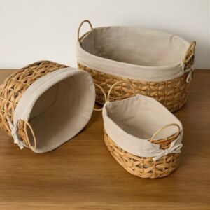 طقم سلال خوص بيضاوي ايلا - 3 قطع