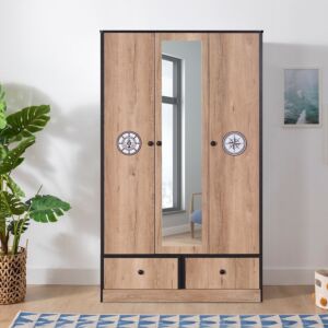 دولاب ملابس قابلة للقفل ببابين ودرج ومرآة من كرو