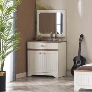 طاولة تزيين بدرج وبابين مع مرآة من ليسترو