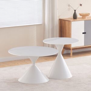 طقم طاولات قهوة من الحجر الملبد قطعتين من سيبريس